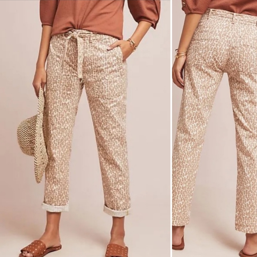 Anthro The Wanderer Pant Chino Leopard Print 25